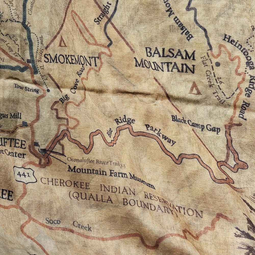McGove & Co. Map Print Fabric Scarf The Smoky Mountains!